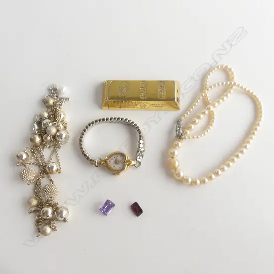 BOX ASST JEWELLERY, WATCHES, LIGHTER ETC..