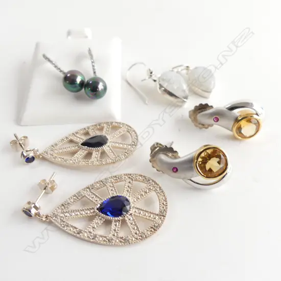 4 PRS EARRINGS; FAUX PEARL / 14KT / STG & GOLD PLATE ETC  ** RTV **