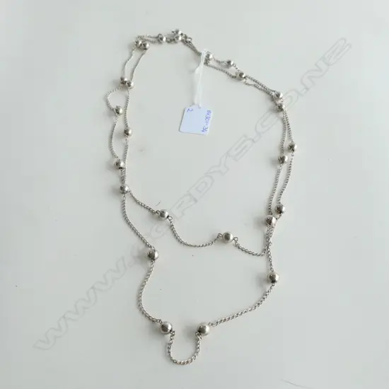 2 STG SILVER BALL CHAINS, BOTH OF DIFFERING LENTHS  40.11GMS