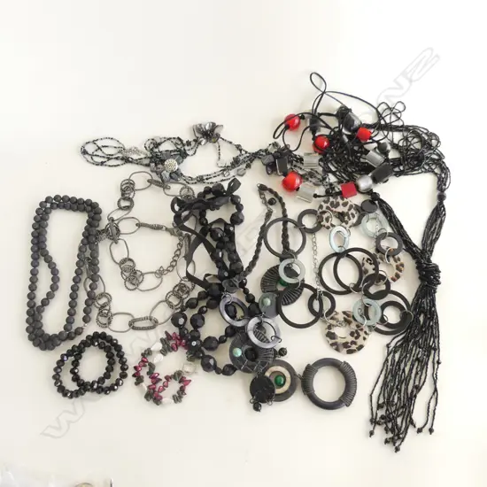 9 ASST. BLACK FASHION COSTUME NECKLACES