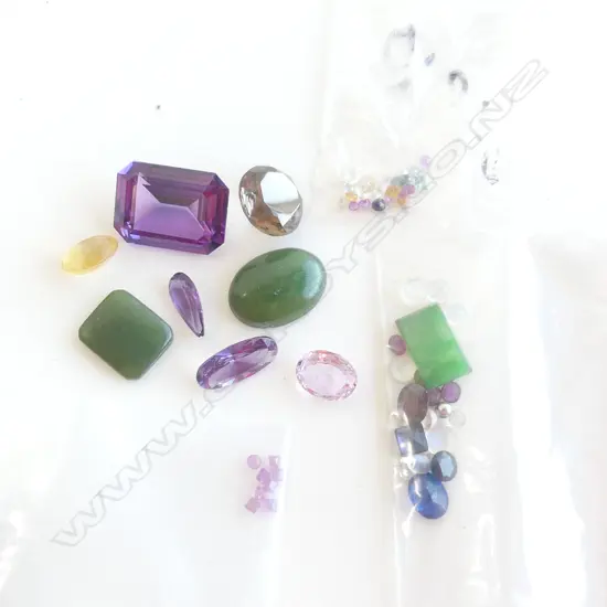 BAG LOOSE GEM STONES DIAMONDS AMETHYSTS ETC