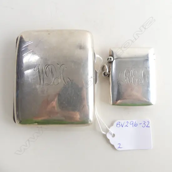STG SILVER VESTA (SHEFFIELD 1923) & CIGARETTE CASE (HALLMARK UNKNOWN) BOTH ENGRAVED INITIALS 107.77GMS 