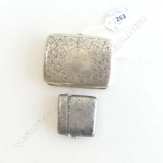 STG SILVER VESTA & CIGARETTE CASE, BOTH WITH HALLMARKS 101.82GMS (VESTA A/F)