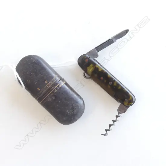 SM VINTAGE CASED TORTOISE SHELL POCKET KNIFE 