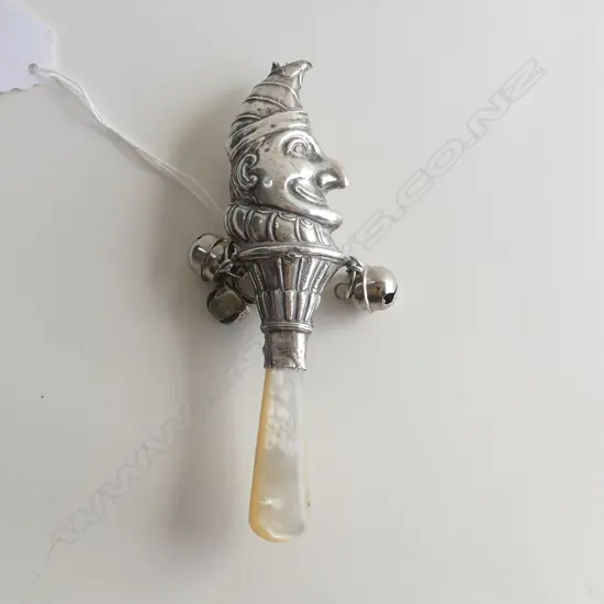 BIRMINGHAM 1937 SILVER PUNCH BABIES RATTLE some repairs L.135mm
