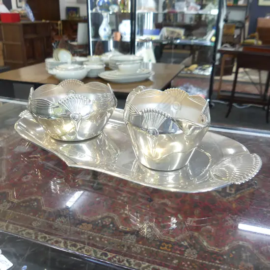 WMF DECO 3 PCE SET; TRAY, MILK & SUGAR