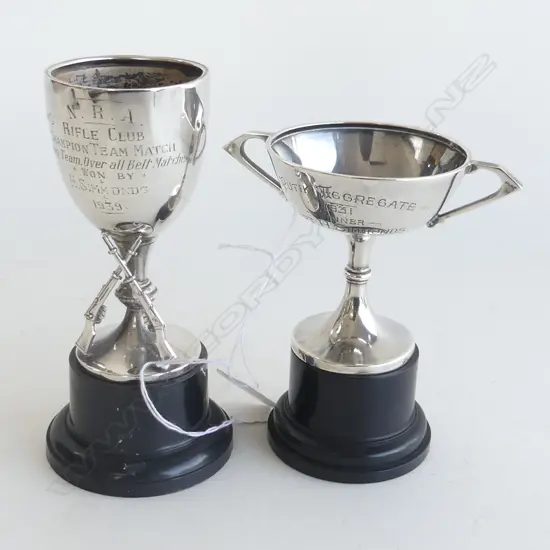 2 S/S SHOOTING TROPHY CUPS H130MM