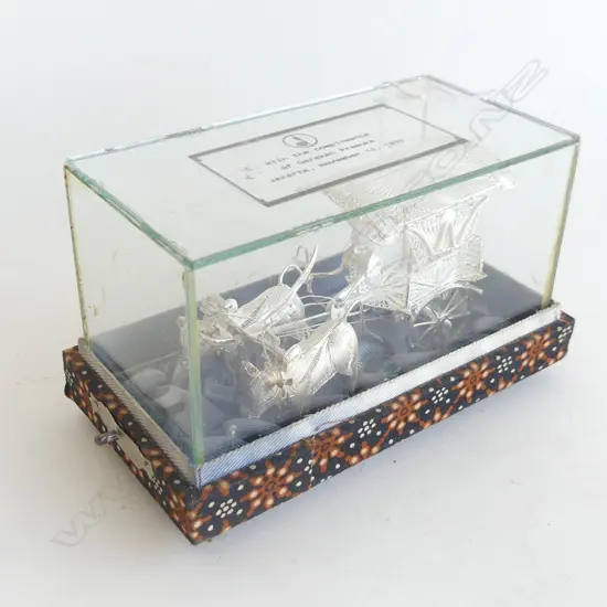 925 SILVER FILIGREE CASED BULLOCK CART L120MM