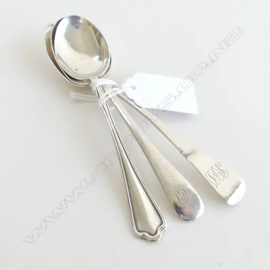 3 S/S TEA SPOONS VARIOUS MARKS 47GRAMS
