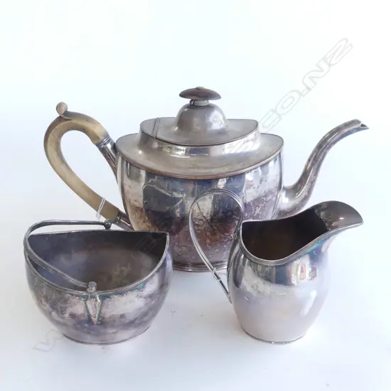 REGENCY OLD SHEFFIELD PLATE 3 PCE TEASET, HELMET FORM. 