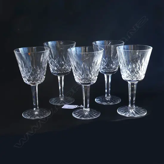 SET 5 WATERFORD LISMORE CRYSTAL WHITE WINE GLASSES H.147mm