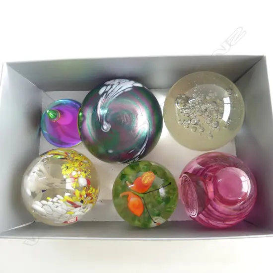 SMALL TRAY OF 6 VARIOUS PAPER WIEGHTS