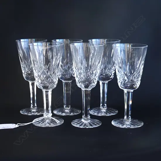 SET 6 WATERFORD LISMORE CRYSTAL SHERRY / PORT GLASSES H.130mm