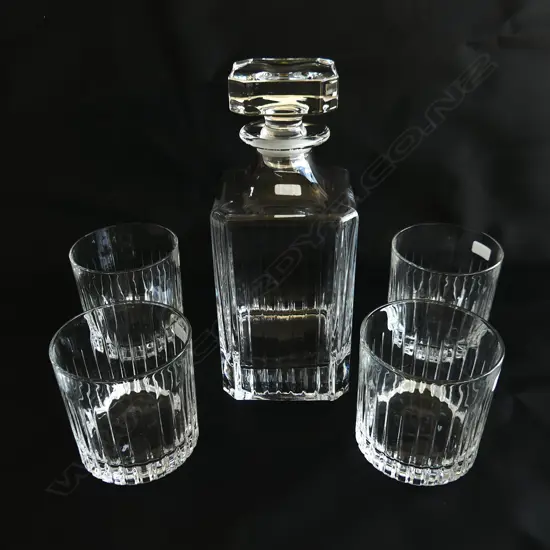 ROYAL DOULTON CRYSTAL WHISKY SET DECANTER & 4 TUMBLERS AS NEW IN BOX