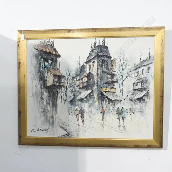 L. BASSET STREET SCENE OIL 580x740mm GILT FRAME