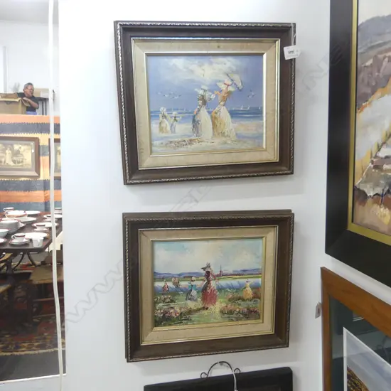 PR FRAMED OILS LADIES AT SEASIDE 360BY310