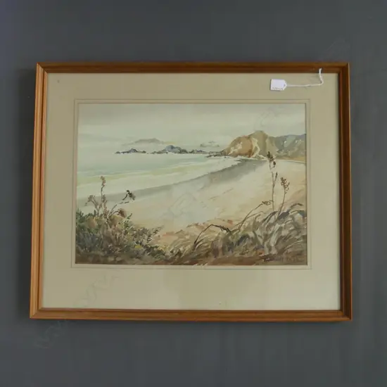FRAMED W/C COASTAL SCENE SIGNED BIRCHENELL DELPH 700 BY 550MM