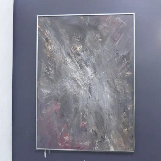 2 ELIZABETH PACK ARTWORKS; PORTRAIT PAINT + PASTEL ON CARD 870mm x 590mm + ABSTRACT OIL 830mm x 590mm