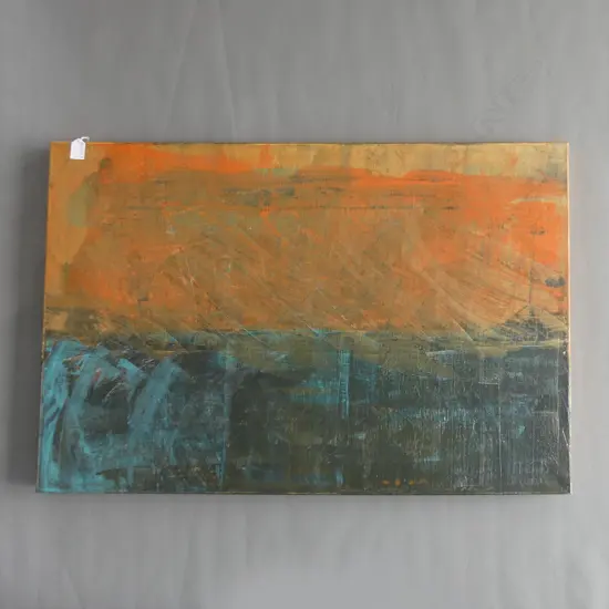 DAN CLARKE 'HORIZON' MIXED MEDIA ON CANVAS SIGNED VERSO & DATED 2017 610x915mm