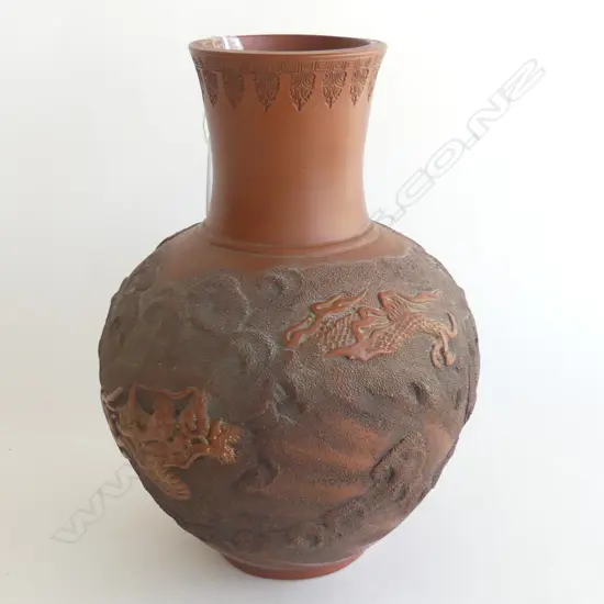 OLD JAPANESE TERRACOTTA DRAGON VASE H.250mm