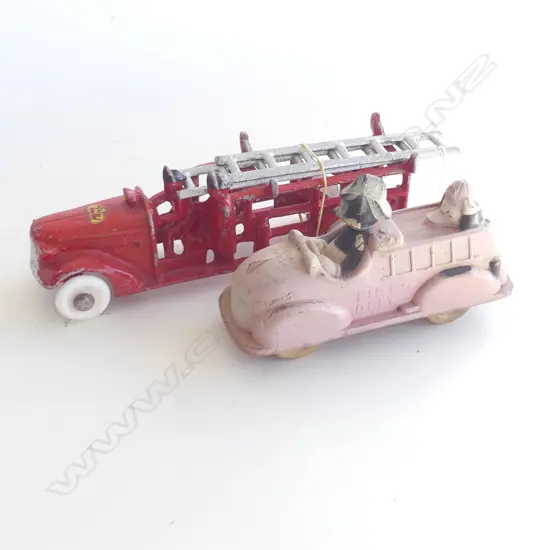 2 VINTAGE MODEL FIRETRUCKS; FUN HO L.270mm & MICKEY MOUSE VICEROY SUNRUCO (AK60)