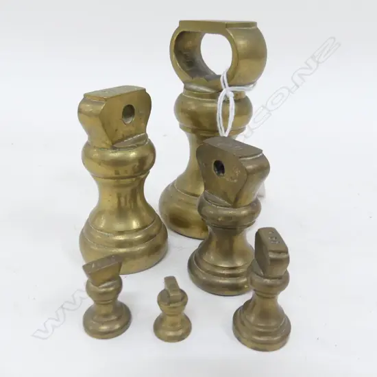 6 VINTAGE IMPERIAL BRASS WEIGHTS