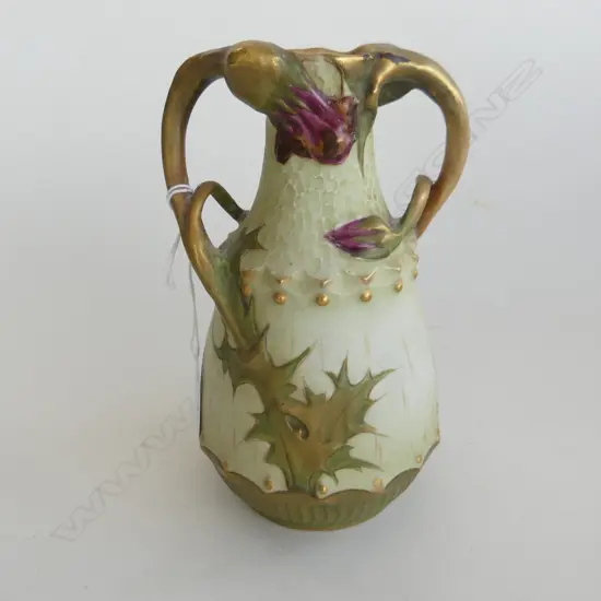 CZECK AMPHORA VASE; GILT POPPY DESIGN H.180mm