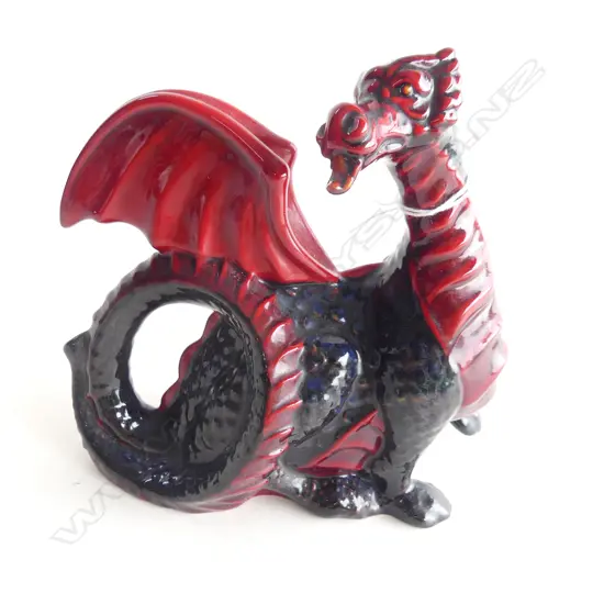 SIGNED R/DOULTON FLAMBE FIGURE OF DRAGON H140