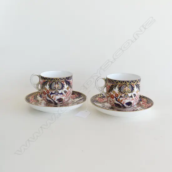 2 ROYAL CROWN DERBY IMARI CUPS & SAUCERS, DATE STAMP 1878- 1890