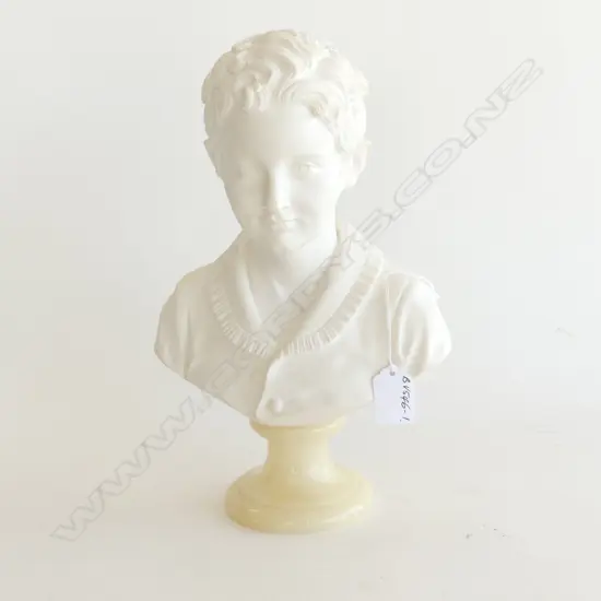 A. GIANELLI CLASSICAL BUST OF A YOUNG MAN ALABASTER SOCLE BASE (20030)