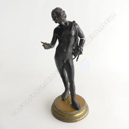 BRONZE CLASSICAL NUDE MALE FIGURE H.275mm