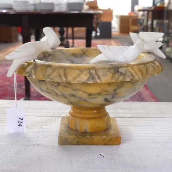 SMALL ALABASTER BIRD BATH 180mm dia