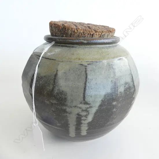 STUDIO POTTERY CORKED JAR BY DANNY MOORWOOD 160MM