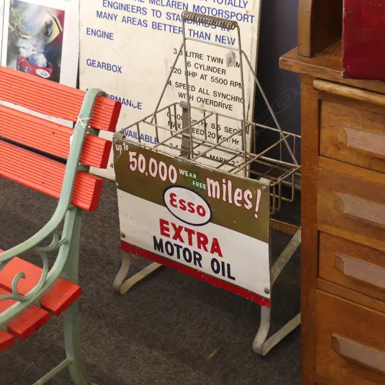 VINTAGE METAL ESSO MOTOR OIL HOLDER H.700mm