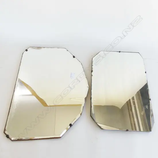 2 VINTAGE DECO BEVELED MIRRORS 540x405mm