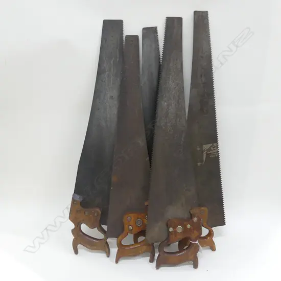 5 VINTAGE SAWS; 4 DISSTON L.800mm