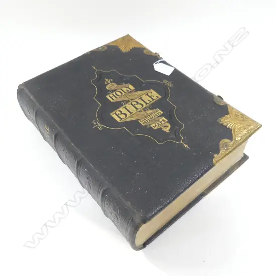OLD LEATHER BOUND BIBLE H.330mm