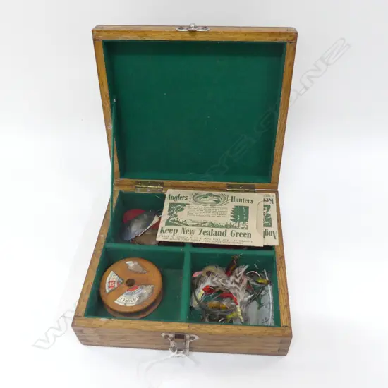 BOX OF FISHING FLYS ETC..