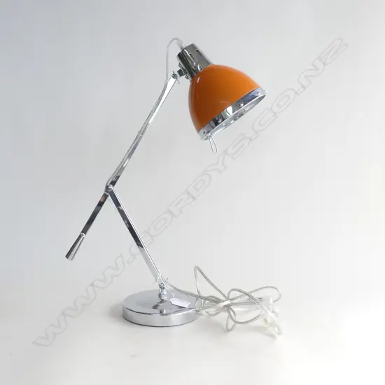 ANGLEPOISE STYLE LAMP; ORANGE & CHROME 
