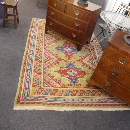 HAND KNOTTED GREEN WOOL PILE RUG 2400x1510mm