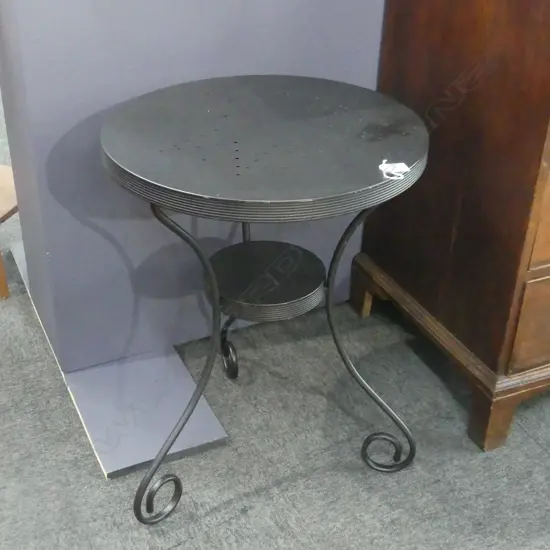 BLACK METAL FRENCH STYLE OUTDOOR TABLE H.650mm / 490mm dia