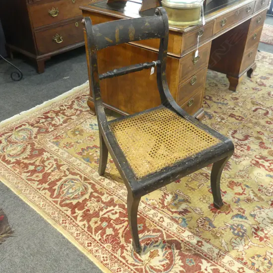 REGENCY CHAIR w. CHINOISERIE FINISH, CANE SEAT