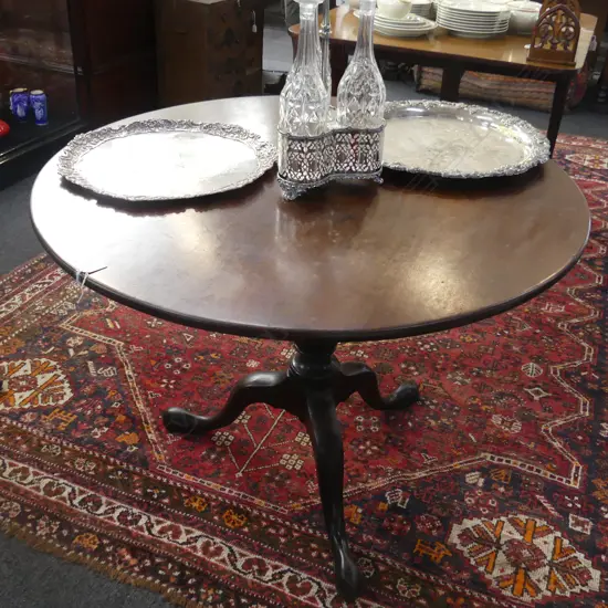 ANTIQUE GEO.III ENGLISH SOLID MAHOGANY TRIPOD TABLE 990mm dia H.730mm