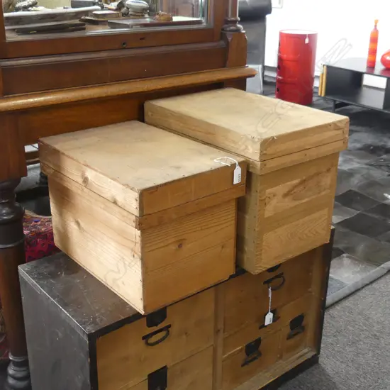 2 CEDAR TIN-LINED TEA STORAGE BOXES