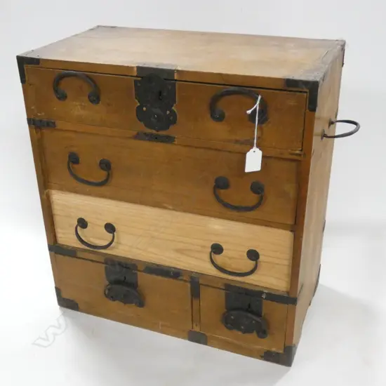 ANTIQUE JAPANESE SMALL TANSU CHEST 5 DRAWERS 470x260x505mm