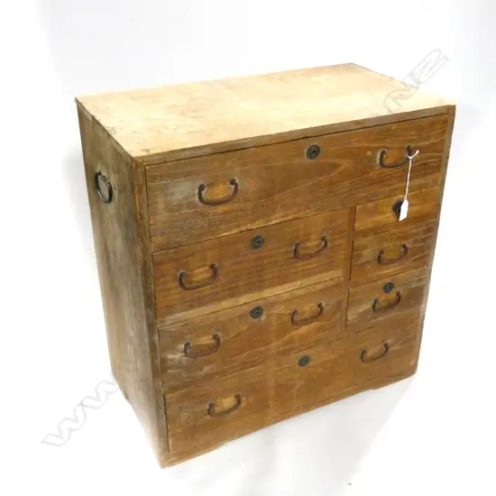 JAPANESE WOODEN TANSU CHEST - 7-DRAWER 580 X 310 X 590MM