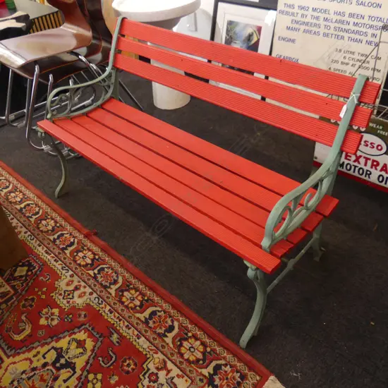RED PAINTED GARDEN BENCH W. 1160mm