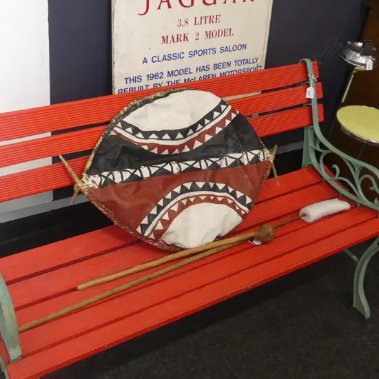 AFRICAN HIDE SHEILD SPEAR & CLUB SHEILD H650MM  17571