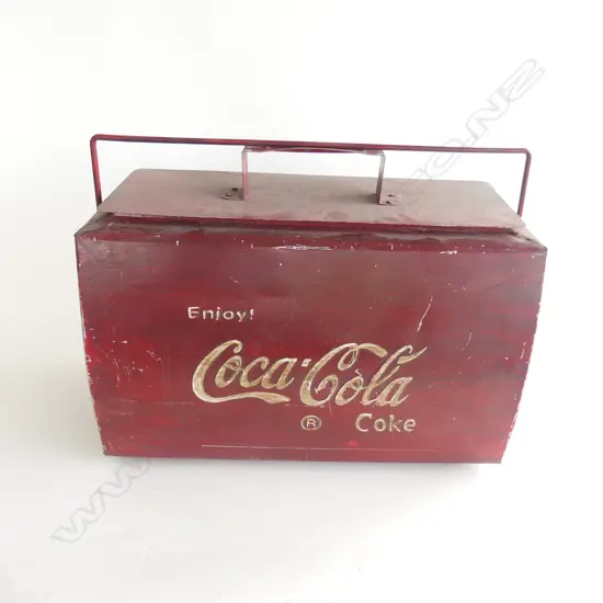 VINTAGE STYLE RED PAINTED METAL COCA-COLA CHILLY BIN W.435mm