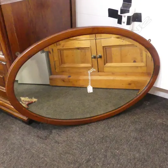 LGE WOODEN FRAMED OVAL MIRROR 535x830mm